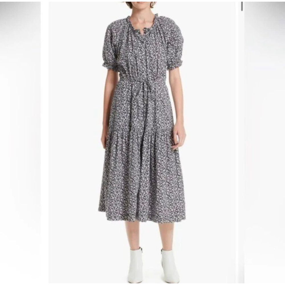 Luxe LA VIE Rebecca Taylor Floral Tiered Cotton Midi Dress Size Small Priarie